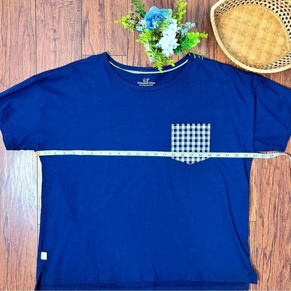 Vineyard Vines Blue Navy Preppy Gingham Pocket Short Sleeve Shirt Sz Extra Large - Picture 15 of 17